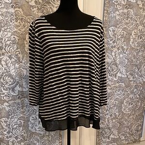 Ralph Lauren Black and White Striped Long Sleeve Top